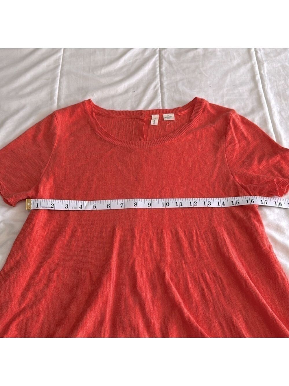 Anthropologie Moth Coral Pink Slub Knit Button Back Swing Top Small - Picture 5 of 6